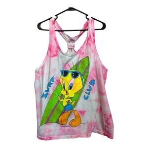 90s Vintage Retro Tie Dye Tweety Bird Grunge Tank Top Distressed Thrashed OS